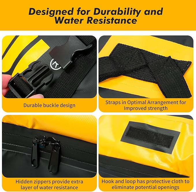 MaxxHaul Waterproof Car Roof Bag (15 Cubic Feet) – Universal Rooftop Cargo Carrier for All Cars/SUVs, Includes Anti-Slip Mat, 8 Straps, 6 Door Hooks & Luggage Lock - Lightweight & Heavy Duty