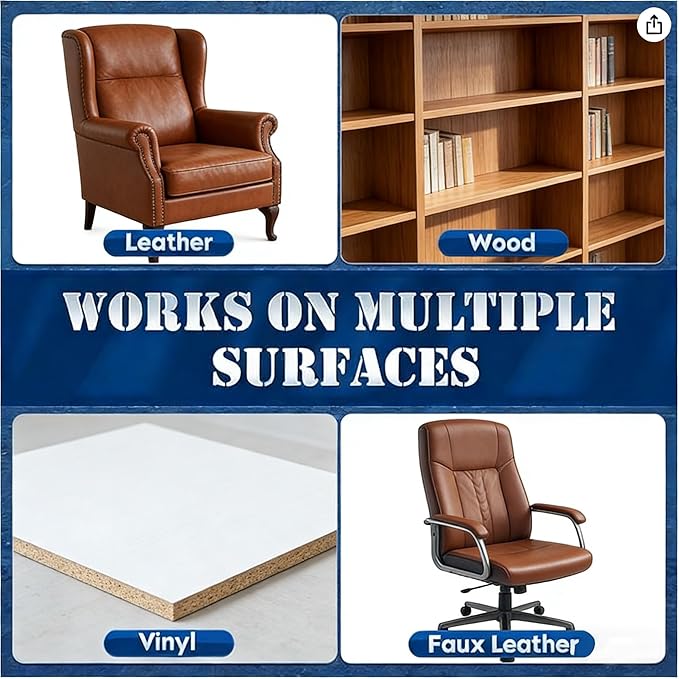 Leather & Furniture Repair Salve with Brush for Leather Wood, Original Leathers Recoloring Balm Wood Cleaner, Wood Polish Wax, Household Upholstery Maintenance Kit for Home, Sofa, Car Seats