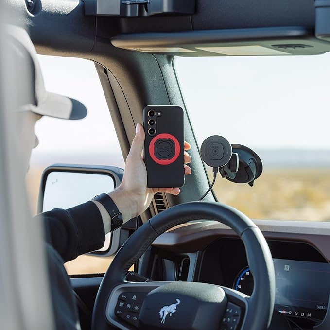 Quad Lock Heavy Duty Suction Car Phone Mount with MAG Phone Case and MAG Wireless Charging Head for iPhone 17 Pro