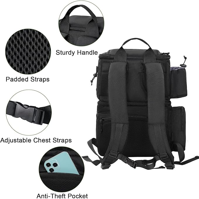 MATEIN Fishing Backpack, Water Resistant Tackle Storage Bag with Rod Holders & Cooler, Fishing Gifts for Men