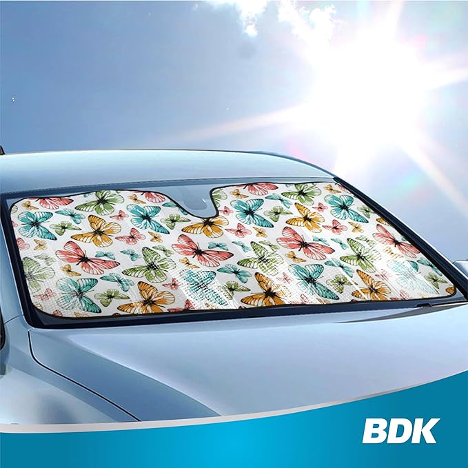 BDK Front Windshield Shade-Accordion Folding Auto Sunshade for Car Truck SUV-Blocks UV Rays Sun Visor Protector-Keeps Your Vehicle Cool - 58 x 27 Inch (AS-602)