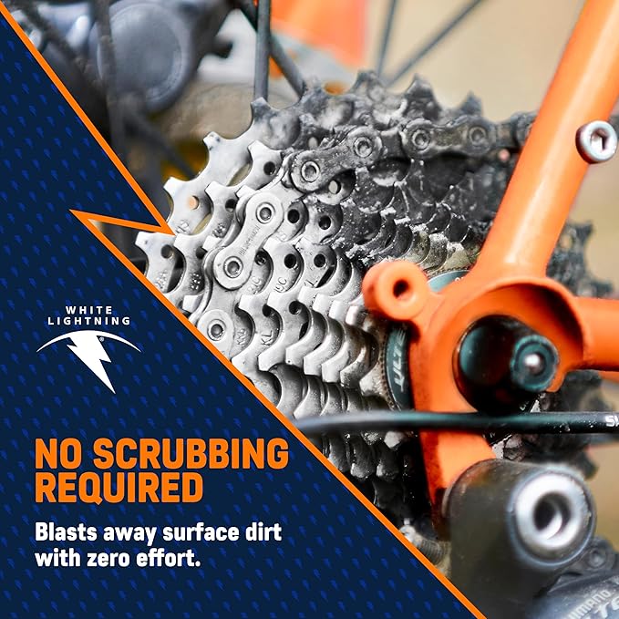 White Lightning Dry Weather Bike Care Kit – Complete Bicycle Cleaning Kit with Clean Ride Wax Chain Lube, Clean Streak Degreaser, and Bye Bye Dirt Bike Detailer for Dry Conditions