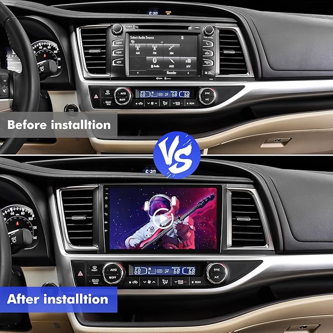 10.1 Inch IPS Touchscreen Android 13 Car Stereo for Toyota Highlander 2014-2019 with Wireless CarPlay & Android Auto 4+64GB Car Radio, Support GPS, WiFi 6, Bluetooth,5.4, FM, Backup Camera, SWC, USB