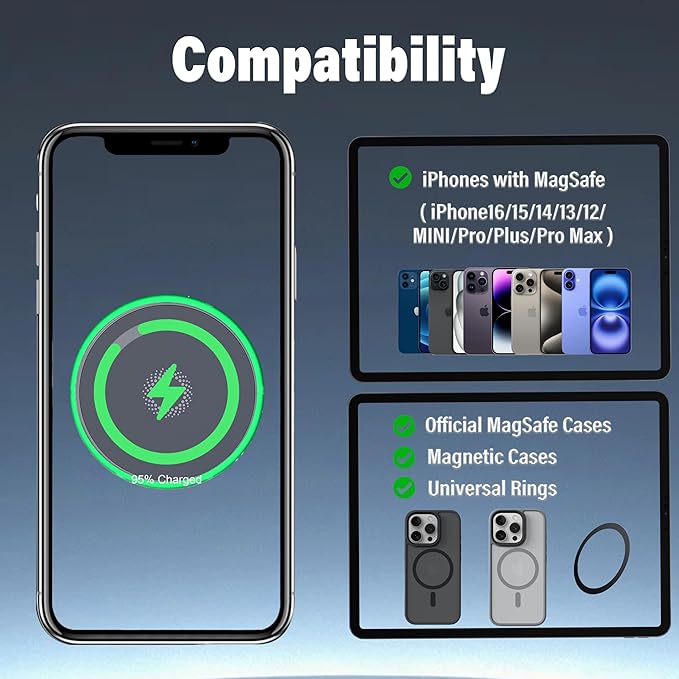 Car Phone Holder for Toyota RAV4 2019-2025 Accessories 15W Fast Wireless Charger Apply to 7/8 Inch Touch Screen Fixed Clip Magnetic Cell Phone Mount Hands-Free 360°Rotation
