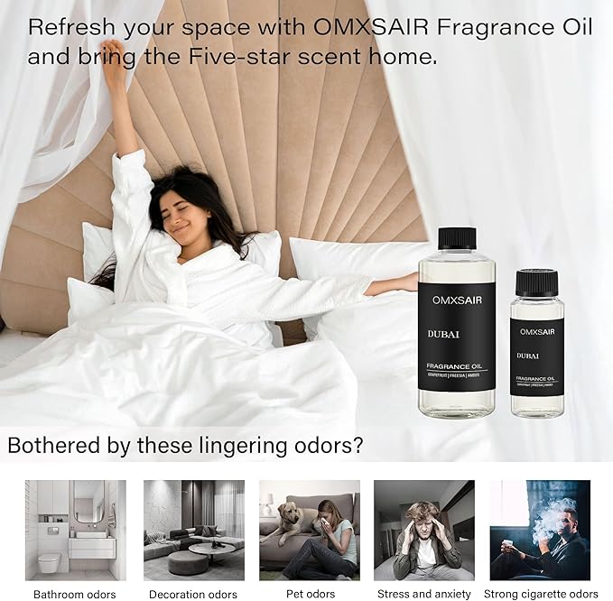 Luxury Hotel Scent Dubai Oil Diffuser Refill Kit | Long Lasting Essential Oil for Large Room, HVAC & Car Waterless Fragrance Diffusers| Nanotech Formula| Spa Calming Aromatherapy Oil 500ml