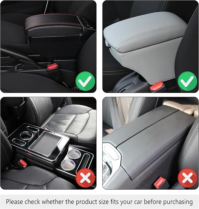 Stylish Car Center Console Cover,PU Leather Car Armrest Cover Prevent Scratches on Center Console,Universal Car Armrest Cushion Car Accessories Interior for Car SUV Truck (Red)