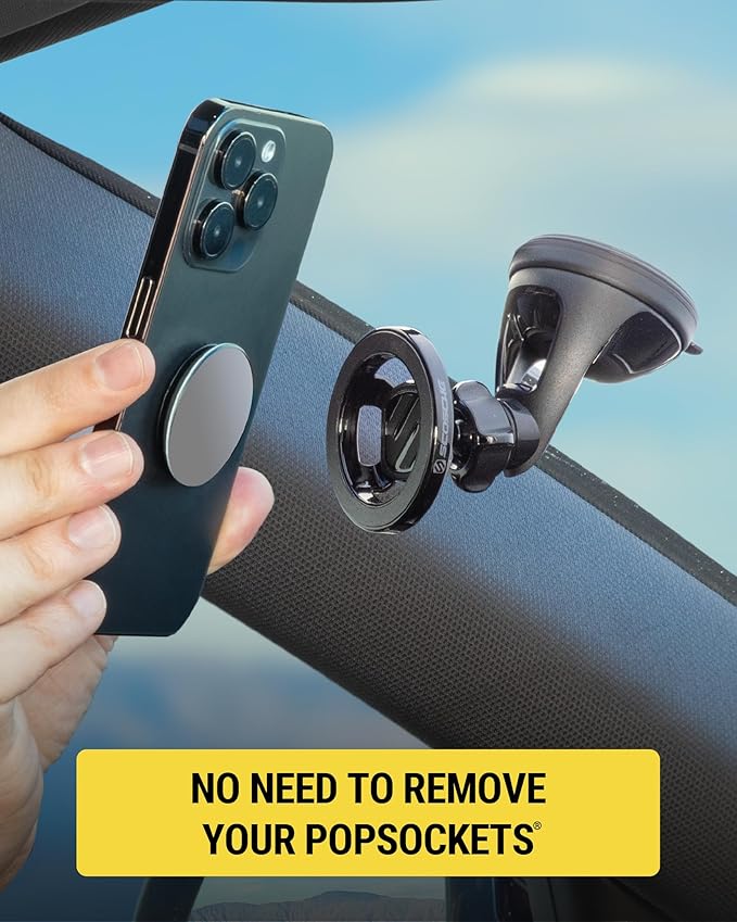 Scosche SMS2WD MagicMount MagSafe Suction Cup Phone Mount for Car Windshield/Dashboard Cell Phone Holder Compatible with Popsocket, Magnetic Stand Compatible with iPhone 17/16/15/14/13/12 & Android