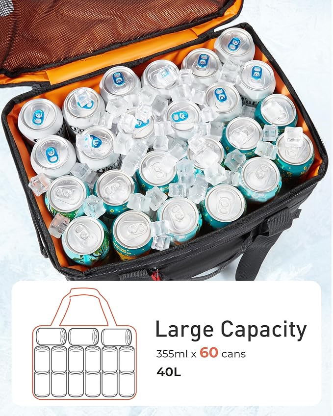 TOURIT Soft Sided Cooler Bag Insulated 48/60 Cans, Large Collapsible & Leakproof Ice Chest for Picnic, Beach, Camping, Travel