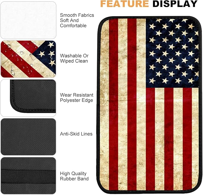 Auto Center Console Pad,American Flag 1 Auto Armrest Pad Seat Box Cushion,Armrest Cover Protector for Vehicle SUV Truck Car