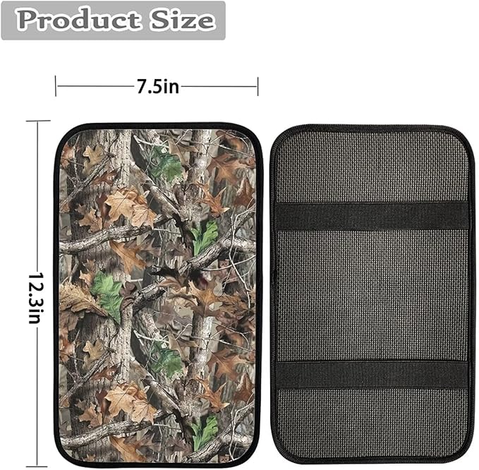 Dreaweet Camo Hunting Car Console Armrest Cover, Neoprene Center Console Pad Covers Cushion Soft Car Arm Rest Box Cover Protector Auto Accessories for Women Men