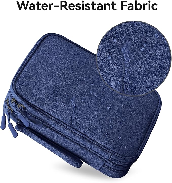 DDgro Electronic Cable Organizer Bag, Large Travel Cord Storage Case for Charger, Power Bank, Cables & Tech Accessories (Large, Navy Blue)