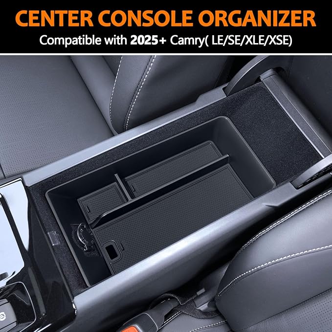 TOPINSTALL 2026 Center Console Tray Compatible with 2025 2026 Toyota Camry (XSE/XLE/SE/LE) Armrest Storage Box Console Organizer for 9th Gen Camry Interior Accessories