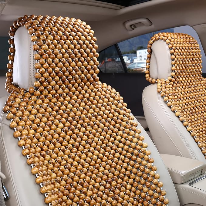 Natural Olive Large Bead 18mm Beaded seat Covers for Cars Cooled Beaded car seat Covers Durable Wooden Beaded seat Cover Truck Mat Four Seasons Universal 1-PC (Olive Green)