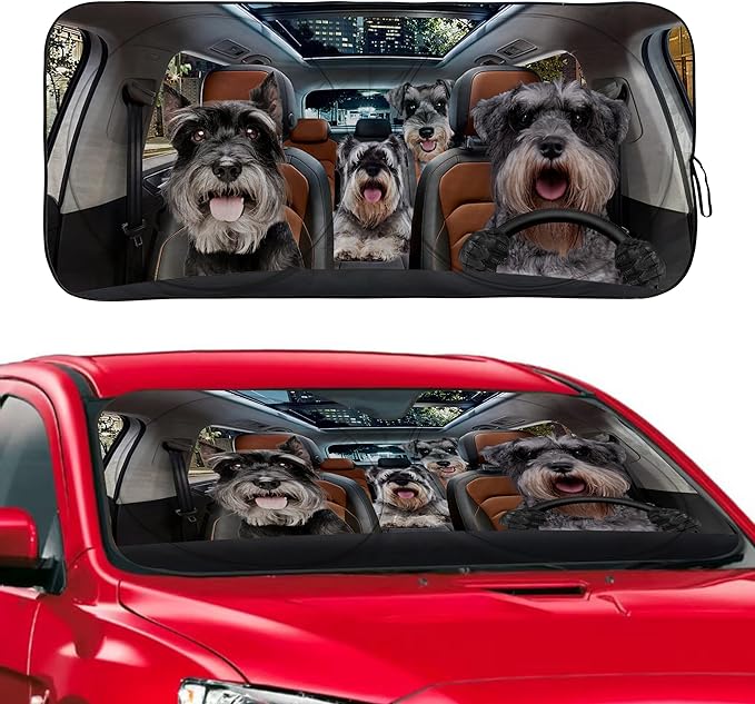 Schnauzer Dog Windshield Sunshade for Car SUV Truck Foldable Uv Ray Reflector Front Window Sun Shade Visor Shield Cover -59" X 31"