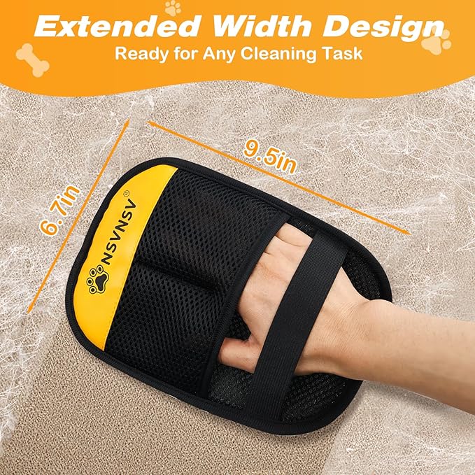 Pet Hair Removal Glove for Cats Dogs, Washable Reusable Animal Fur Removal Tool, Hair Retention Powerful Cat Grooming Gloves for Couch, Furniture, Carpet, Car Seat, Ease of Use