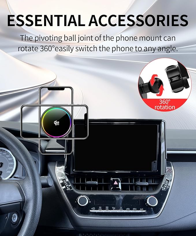 Qi2.2 25W Magnetic Car Mount Charger for Toyota Corolla 2019-2026 / Corolla Cross 2022-2026 Accessories, for Fast Charging Cell Phone Holder 8 Inch Screen Fixed Clip with Cooling Fan