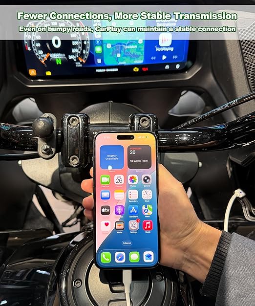 2-in-1 Headset Bypass Cable for Motorcycle, CarPlay Jumper Adapter, Enable CarPlay on Harley/Indian/Goldwing Without Bluetooth Headset, USB-C to USB-C Support Charging,Black/3.3Ft