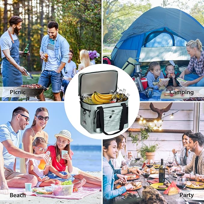 Maelstrom Portable Collapsible Soft Cooler Bag – 24/30/60 Cans Double-Deck Leakproof Ice Chest for Beach, Camping & Grocery