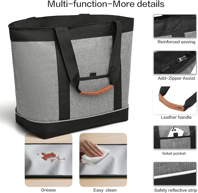 Insulated Cooler Bag Reusable Grocery Tote Bags Transport Large Lunch Box for Women
