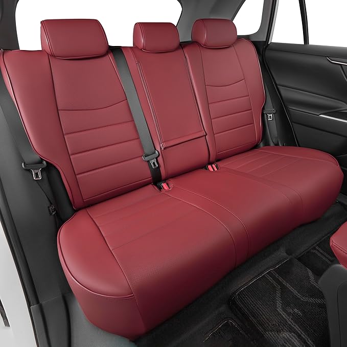 HKZ Fit RAV4 Car Seat Cover Set for 2013 2014 2015 2016 2017 2018 Toyota RAV4 Limited XLE SE Platinum Adventure-Leather(Burgundy)
