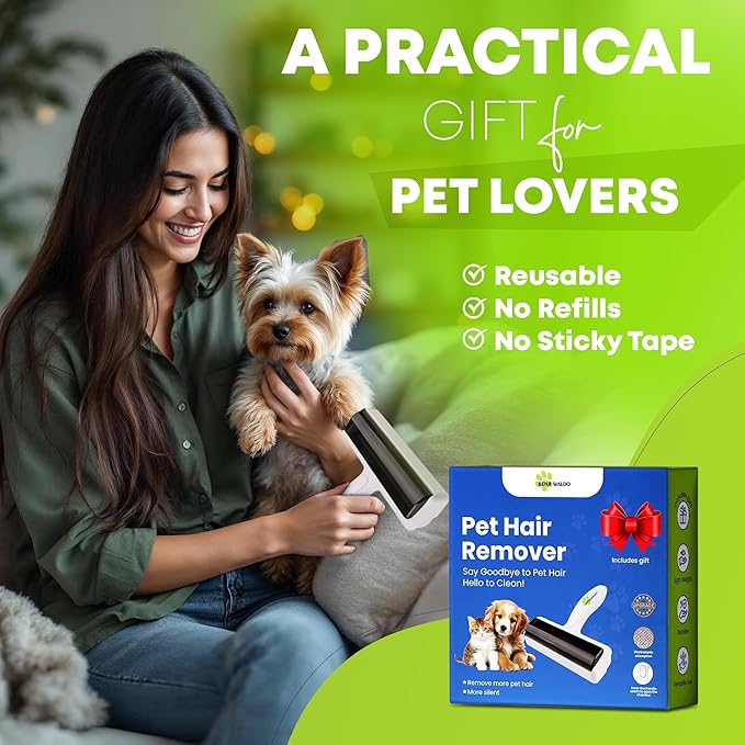 Pet Hair Removal Tool - Reusable Lint Roller for Dog & Cat Hair Remover for Furniture, Couch & Car Seats - No Sticky Tape, No Refills