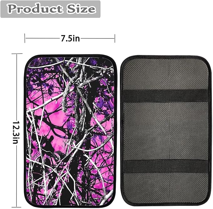 Suobstales Pink Camo Print Car Center Console Armrest Cover Fashion Armrest Cushion Cover Pad Auto Car Interior Decorative Accessories Universal Fit Sedan Truck SUV