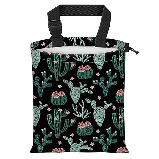 Car Trash Bag Large Hanging Can for Back of Seat, Cute Waterproof Car Garbage Bag for Vehicle, Travelling, Outdoor Cute Green Cactus