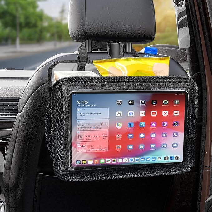 Car Seat Back Organizer Tablet Holder, Vehicle Front Seat, Personal Travel Storage Bag For Adults & Kids Car Accessories Interior & Travel Essentials(Black)