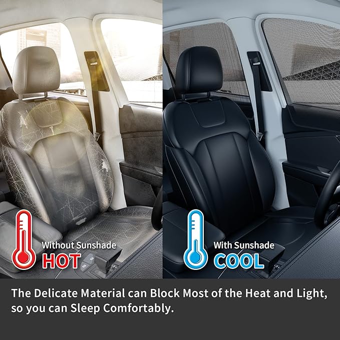 Aokway Magnetic Car Window Shades, 2Pcs Double-Layer UV Protection Car Curtains for Rear Side Window Sun Shade, Universal Fit for Baby, Driver (Black, Rear 2pcs)