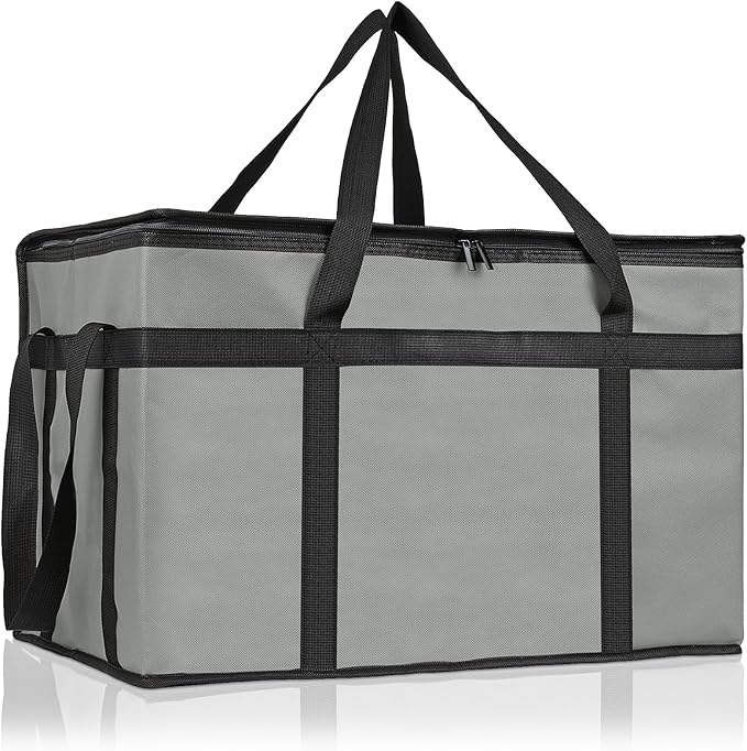 PEASUG Insulated Bags for Food Delivery, XXXL Pizza Delivery Bags, Large Capacity Cooler Bag Keep Food Warm for Grocery Shopping and Catering, Foldable, Heavy-Duty (Black)