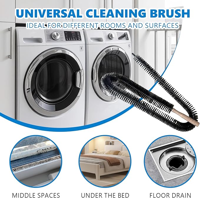 Full-Bristle Dryer Vent Cleaner Brush, Dryer Lint Brush and Lint Removal Tool for Trap and Duct, 49.21 Inches Flexible for Deep Cleaning to Remove Pet Hair & Lint and Improve Efficiency