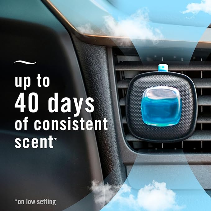 Febreze Car Air Freshener, Odor-Fighting Automotive Vent Clip, Scented Car Accessories, Long Lasting for Strong Odors, Linen & Sky Scent, 4 Count