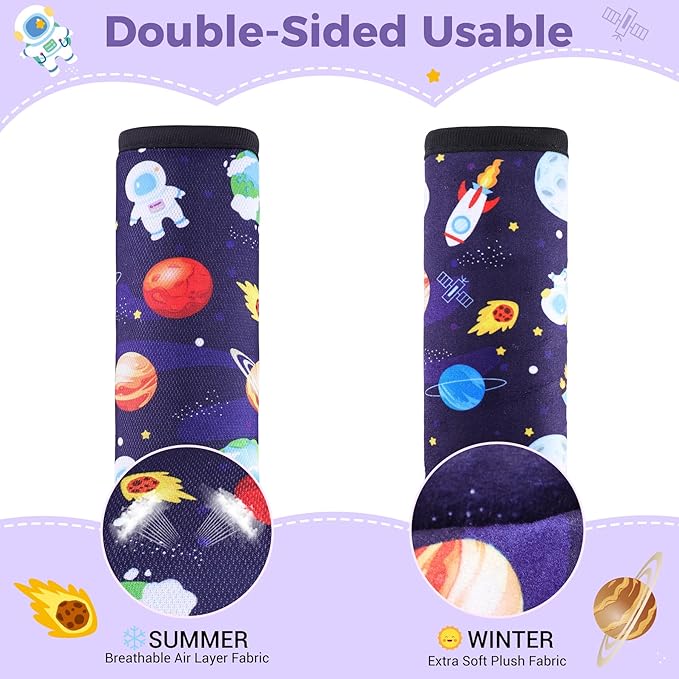 COOLBEBE Car Seat Straps Shoulder Pads for Baby Kids, Super Soft Velvet Seat Belt Covers for All Car Seats/Pushchair/Stroller/High Chair, Blue Space
