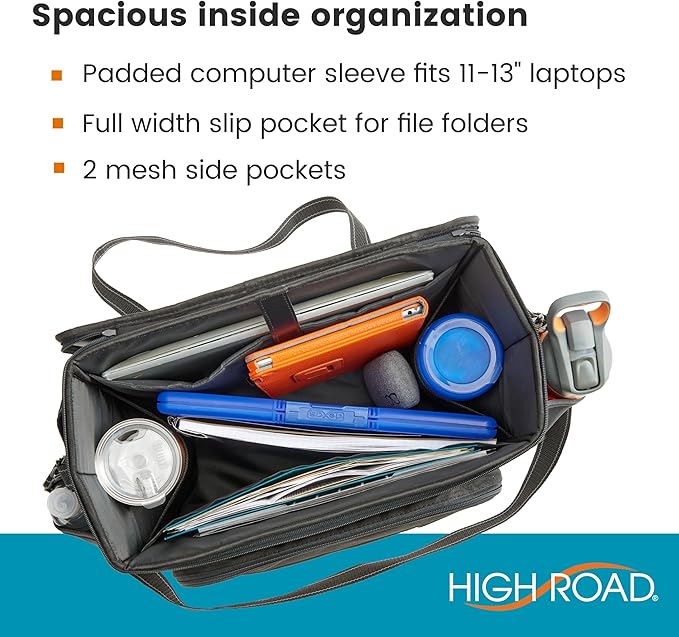 High Road Car Office Organizer - Front Seat Organizer with Desk Supplies Compartment, Laptop Sleeve, 2 Bottle Holders, Storage Cover and Padded Shoulder Strap for Cars, Trucks and Patrol Vehicles