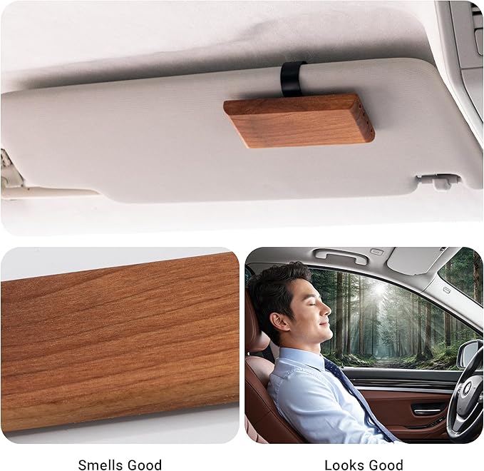 Yuoyar Wood Car Scents Air Freshener Visor Clips Diffuser Odors Eliminator (Tuberose-scented)