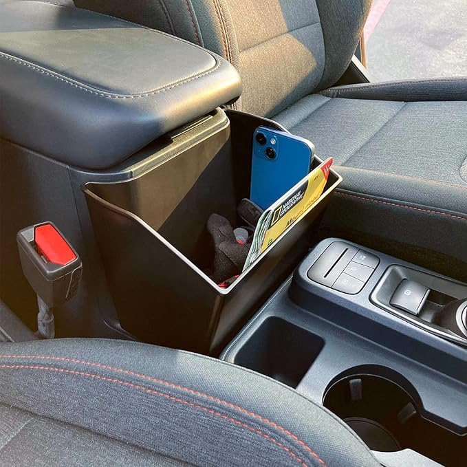 TOPINSTALL Console Storage Box Compatible with 2022-2026 Ford Maverick Accessories, Front Seat Armrest Box Large Capacity Center Console Organizer Multi-Function Cup Holder Insert Trash Can