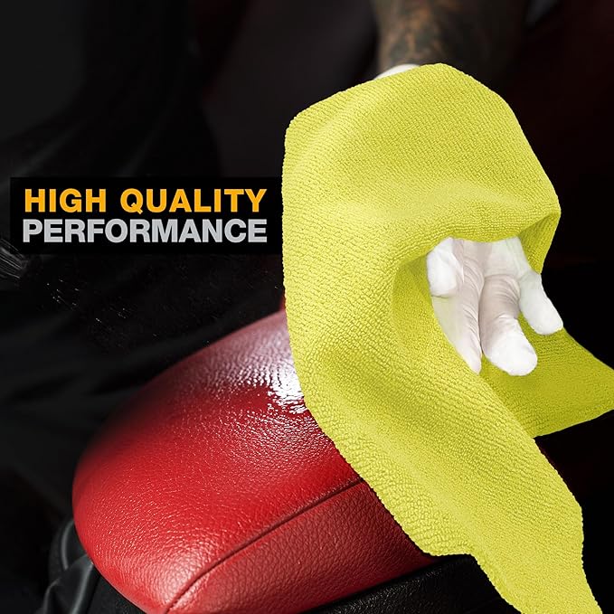 Eurow Ultrasonic Cut 300 GSM Microfiber Cleaning Towels, Streak-Free, Lint-Free, Ultra Absorbent, Scratch-Safe, for Auto Detailing, Home, Kitchen & Multipurpose Use, 16x16, 12-Pack, Yellow