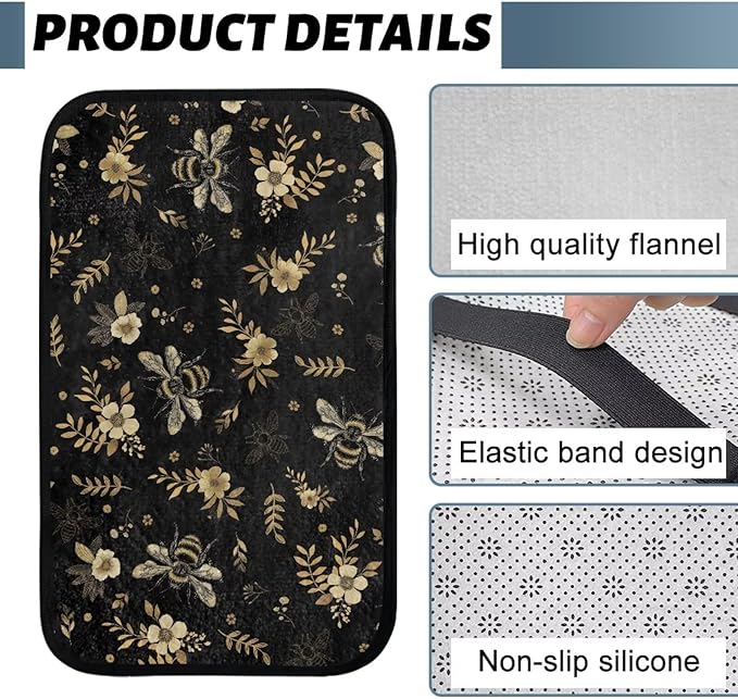Bee Flower Center Console Cushion Comfortable Elastic Car Arm Rest Cushion Pad Full Coverage Warm Armrest Cover Center Console Cushion Fit for Cars Truck SUV or Vans