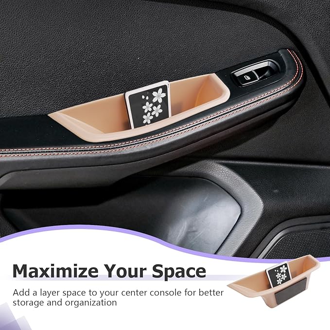 LUWU Door Tray Organizer Compatible with 2015-2025 Porsche Macan S/T/GTS Accessories Center Console Organizer Armrest Console Storage Box Insert Tray ABS Material Beige 4PCS (Not for Macan EV)