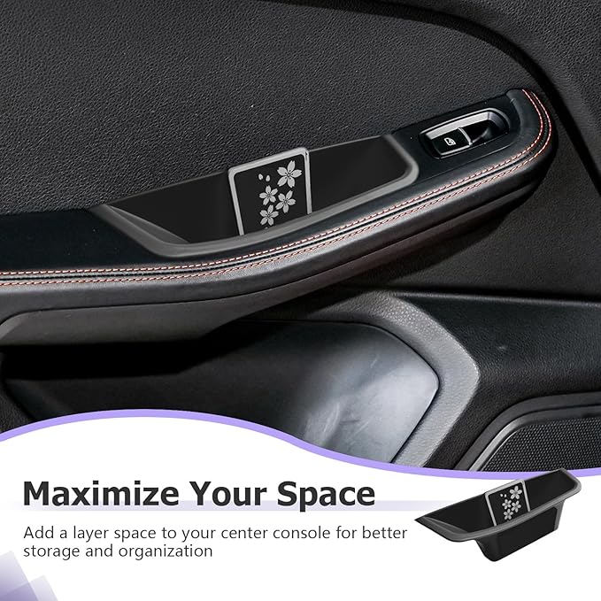 LUWU Door Tray Organizer Compatible with 2015-2025 Porsche Macan S/T/GTS Accessories Center Console Organizer Armrest Console Storage Box Insert Tray ABS Material Black 4PCS (Not for Macan EV)