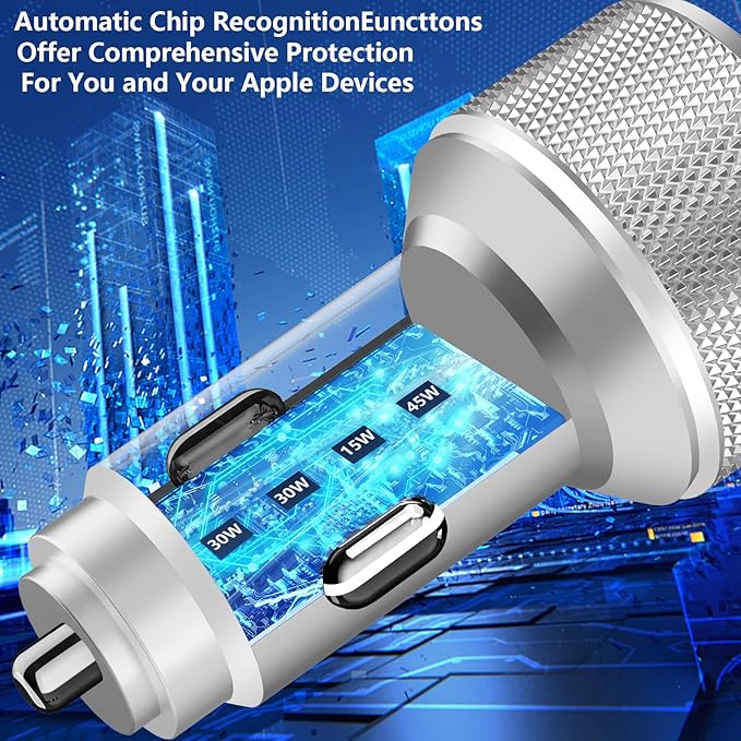 USB C Car Charger, KYOHAYA 2Pack 90W 4-Port Dual USB-C & USB-A Car Power Cigarette Lighter PD/QC3.0 Type C Car Carplay Charger Fast Charging for iPhone 17 17 Pro 16 15 14 13 12 11/Galaxy S26 S25/Pixel