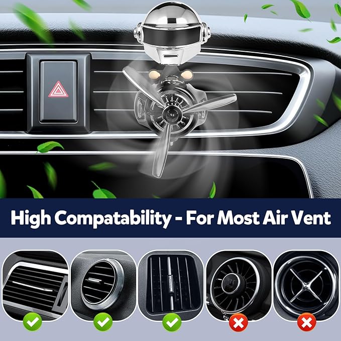 Bear Pilot Car Fresheners Vent Clip Cute Teddy New Car Scent Automotive Air Fresheners Cartoon Air Outlet Aromatherapy Ornament Valentine's Gifts for Him Her Friends, Families (Silver)