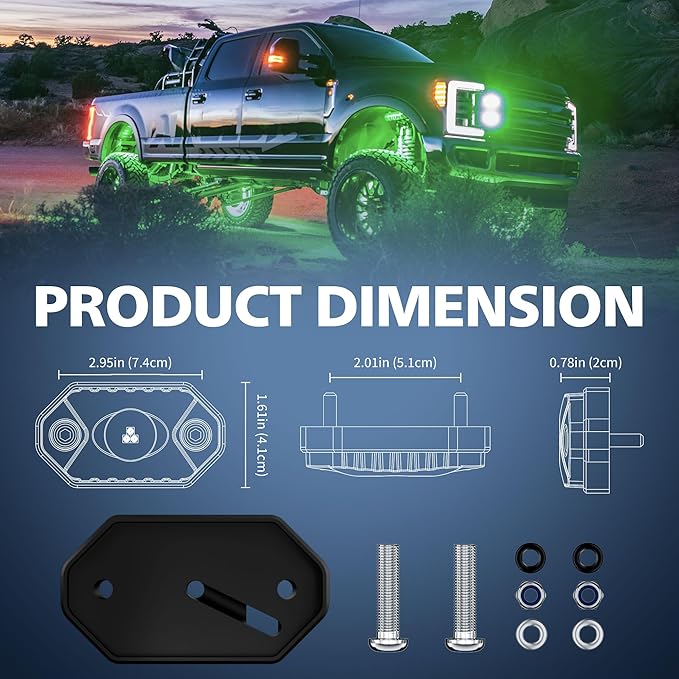4WDKING White LED Rock Lights, 4 Pods IP68 Waterproof Underbody Glow Trail Rig Lamp LED Neon Lights for Truck Off Road Truck Car Boat ATV SUV Motorcycle