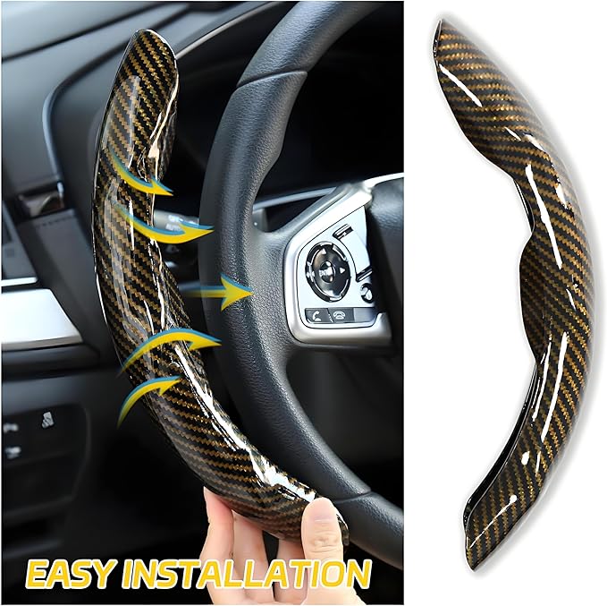 2 Pc Car Carbon Fiber Steering Wheel Cover, Anti-Skid & Scratch-Proof Ultra Thin Steering Wheel Cover Protector Men/Women,100% Universal Fit Steering Wheel,Car Accessories Gifts