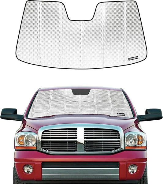 Windshield Sun Shade for Ram 1500 2002-2008. Reflective Aluminum Film Front Window Sunshade - BLAZBLOCK