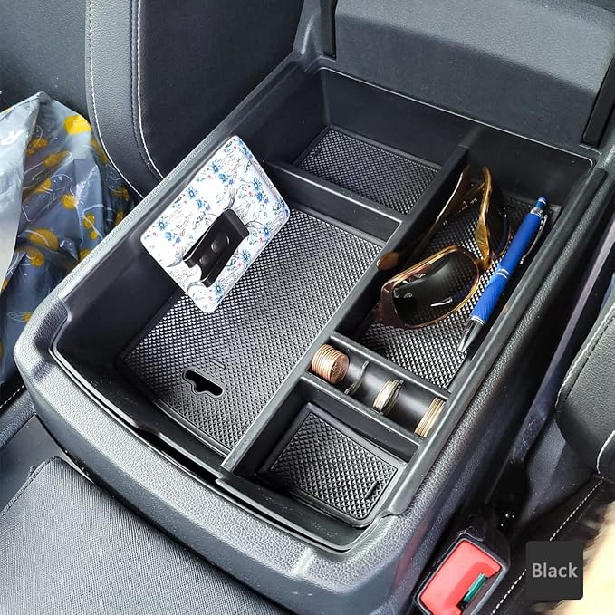 EDBETOS Center Console Organizer Tray Compatible with Atlas Accessories 2018 2019 2020 2021 2022 2023 Secondary Armrest Storage Glove Box Divider ABS Black Materials (Black Trim)