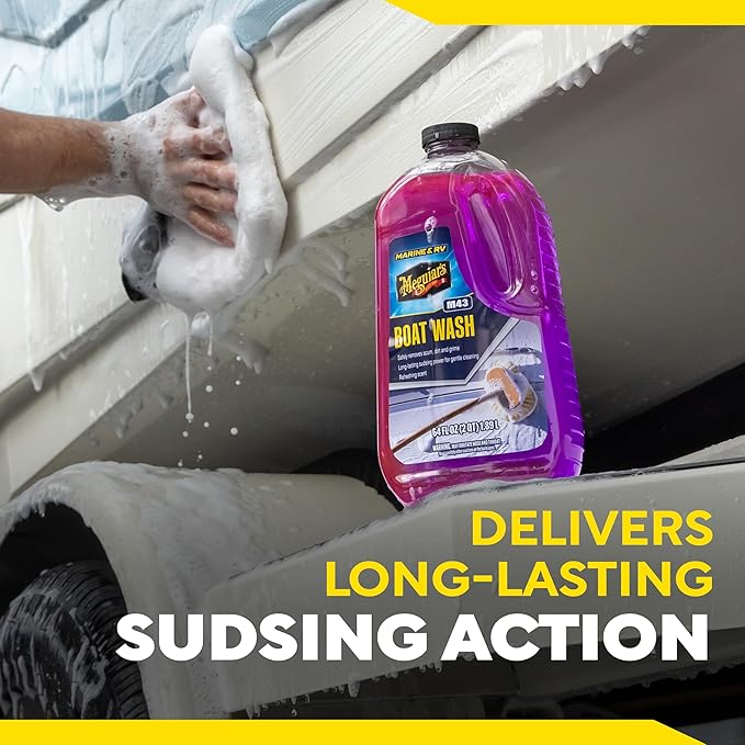 Meguiar's M43 Marine/RV Boat Wash,pH-Balanced Boat/RV Wash for Protecting Fiberglass and Gel Coat,Streak-Free Shine that Keeps Surfaces Clean and Protected,64 Oz,(Pack of 2)