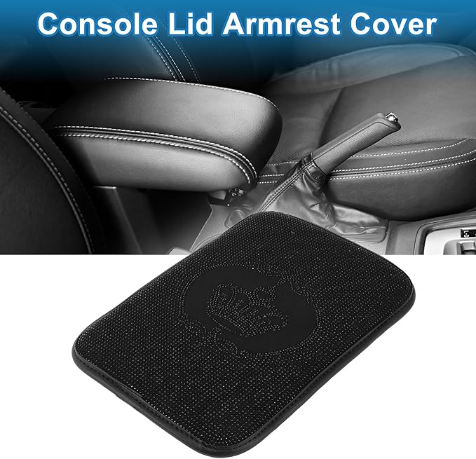 Car Armrest Cushion Pad Non-slip 12.20" x 8.66" Suede Black Center Console Lid