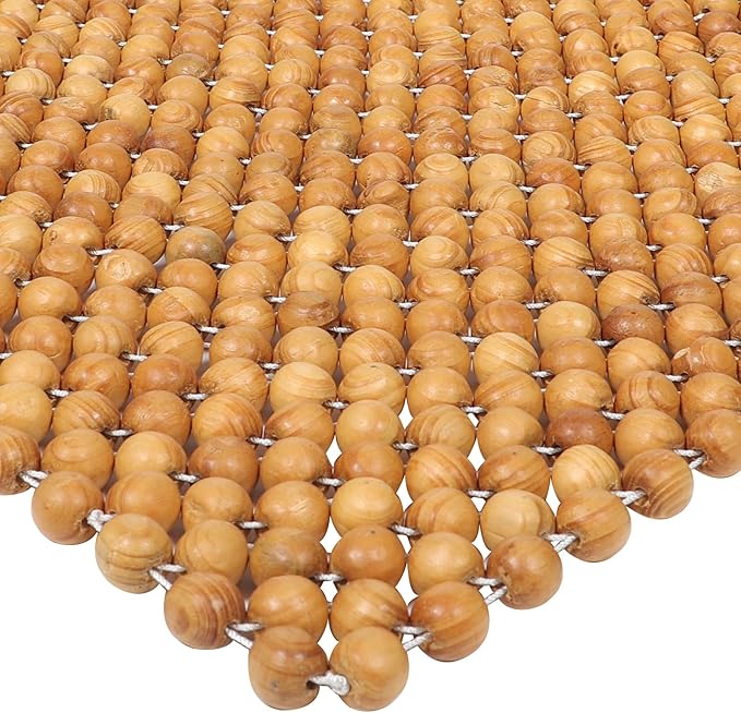 Pine Wood Beaded Seat Cushion Cooling Square Car Seat Cover Comfortable Office Chair Pad for Driving and Home Use