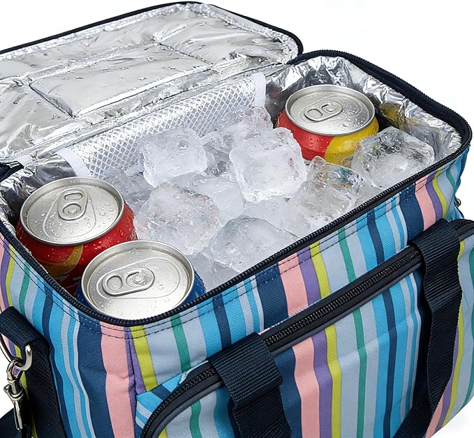 Yodo Collapsible Soft Cooler Bag, 18L Insulated Leakproof Lunch Cooler, 24 Can Portable Picnic Cooler with Quick Access Lid for Beach, Camping, Travel